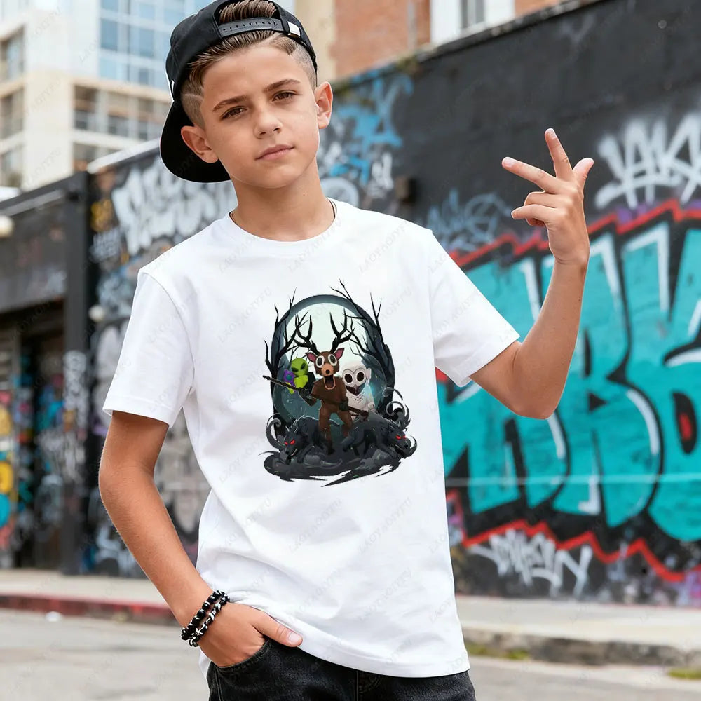 99 Nights in The Forest Inspired Deer Game Tee Perfect for Nature Lovers Birthday Gifts Fun Cute Cartoon Deer Kids T-Shirt Tops CB DROPSHIPPING