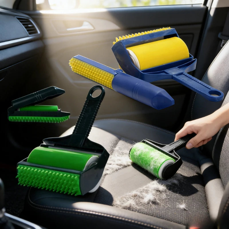 Lint Roller Washable Reusable Sticky Pet Hair Remover Cleaning for Clothes Furniture Car Seat Home Office Travel Multipurpose