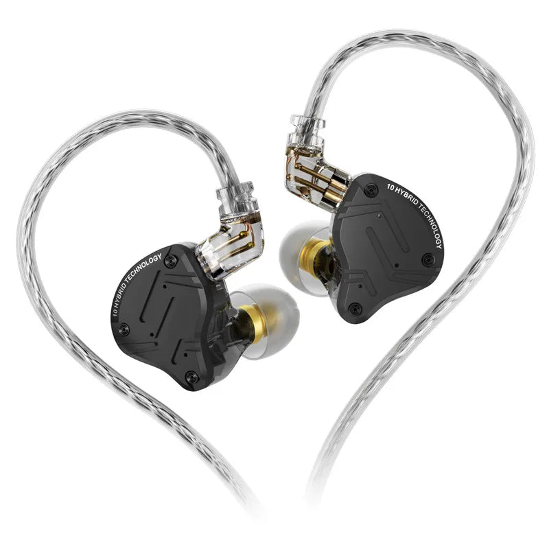 KZ ZS10 PRO X HIFI Headset Hybrid In-ear Earphone Sport Noise Cancelling Earbuds Silver Plated Cable Comfortable to wear