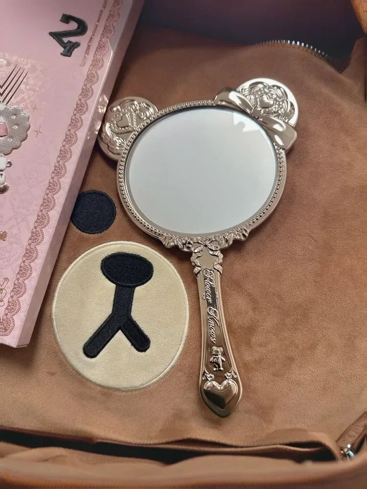Flower Knows Sweet Bear Series Handheld Makeup Mirror - Creamy Pink