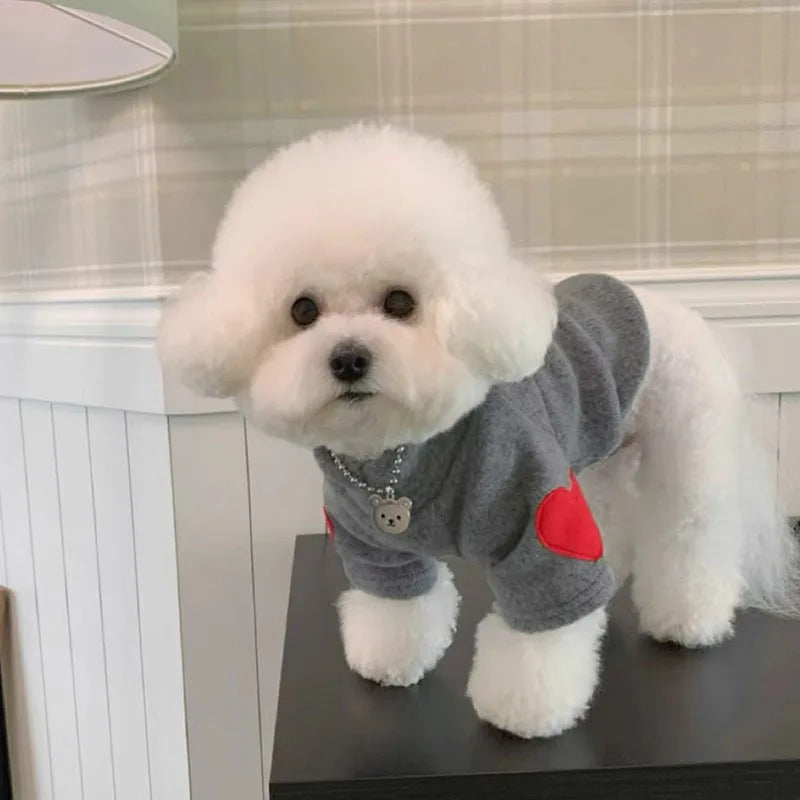 Autumn Winter Plush Love Sweater Pet Dog Cat Solid Base Coat Puppy Teddy Yorkshire Thickened Warm Clothing Lovely Clothes CB DROPSHIPPING