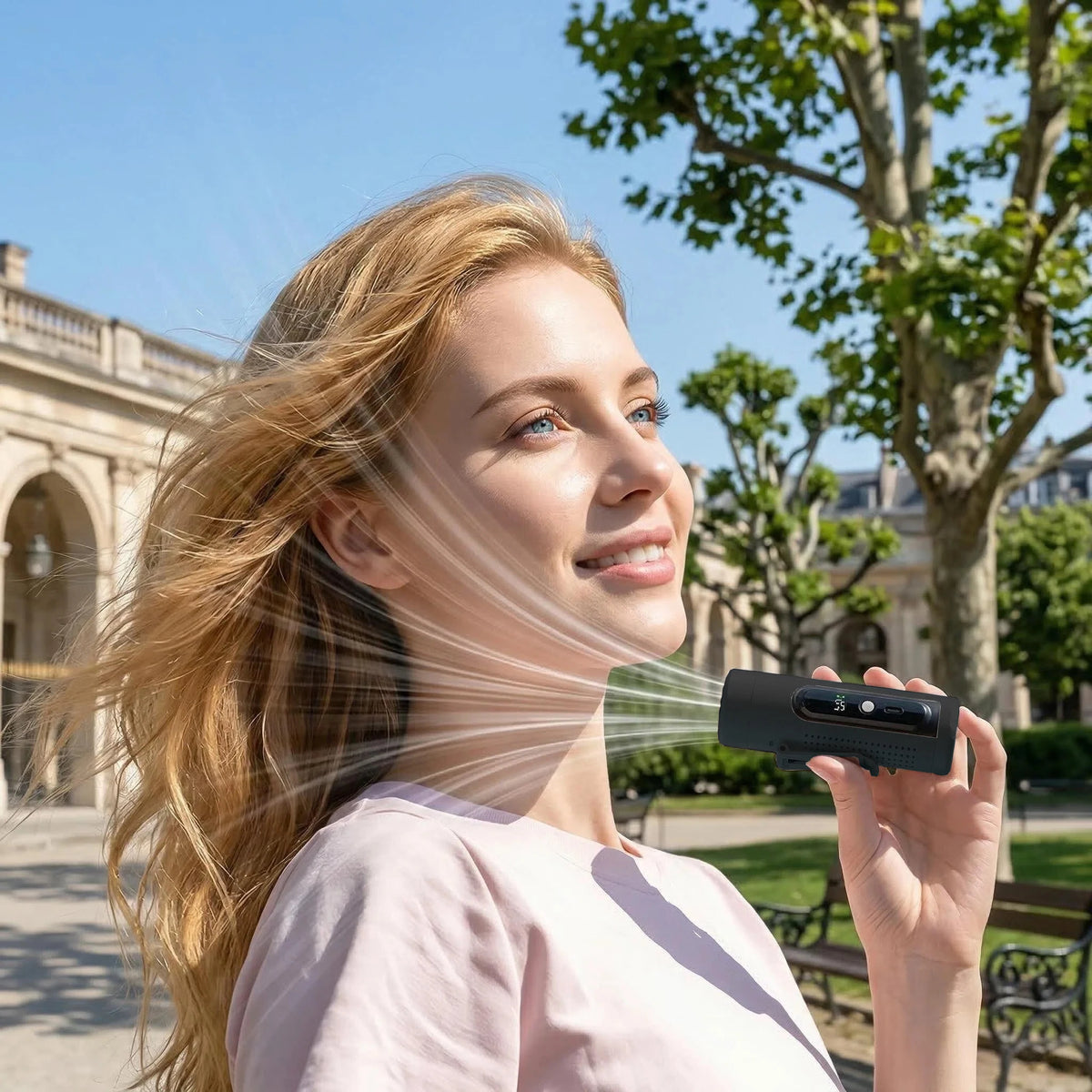 Mini Portable Neck Fan 3000mAh 199 Speeds Adjustable USB Rechargeable Handheld Fan Desktop 3-in-1 Turbo Air Cooling Pocket Fan