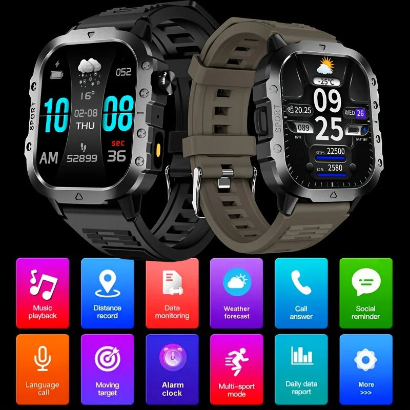 LAXASFIT 2026 New LED Men's Smart Watch Bluetooth Voice Control Multi-Sport Modes Health Monitoring Outdoor Sports Smartwatch