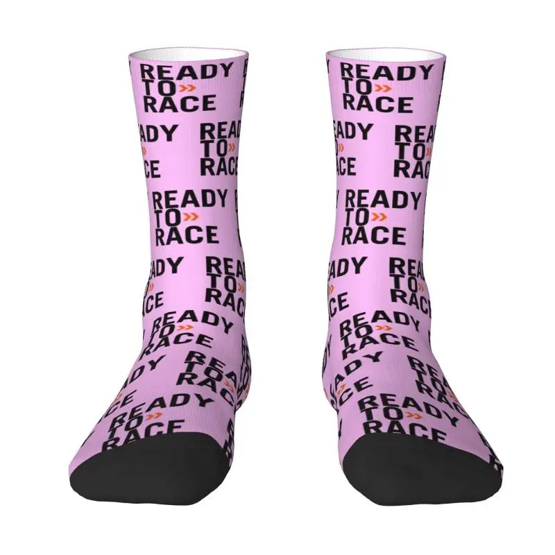Custom Ready To Race Logo Crew Socks Unisex Cool 3D Print Racing Sport Motorcycle Rider Dress Socks