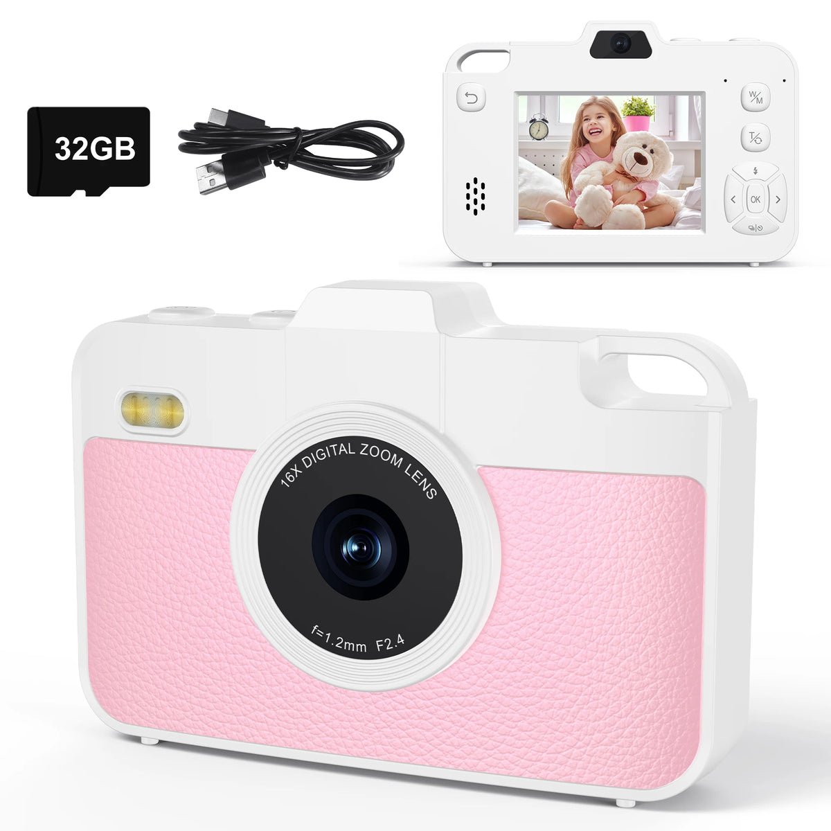 16X 48MP Kids Photography Camera Front Rear Dual Lens Boys Girls Digital Video Recorder Selfie Beginner Camera For Children CB DROPSHIPPING