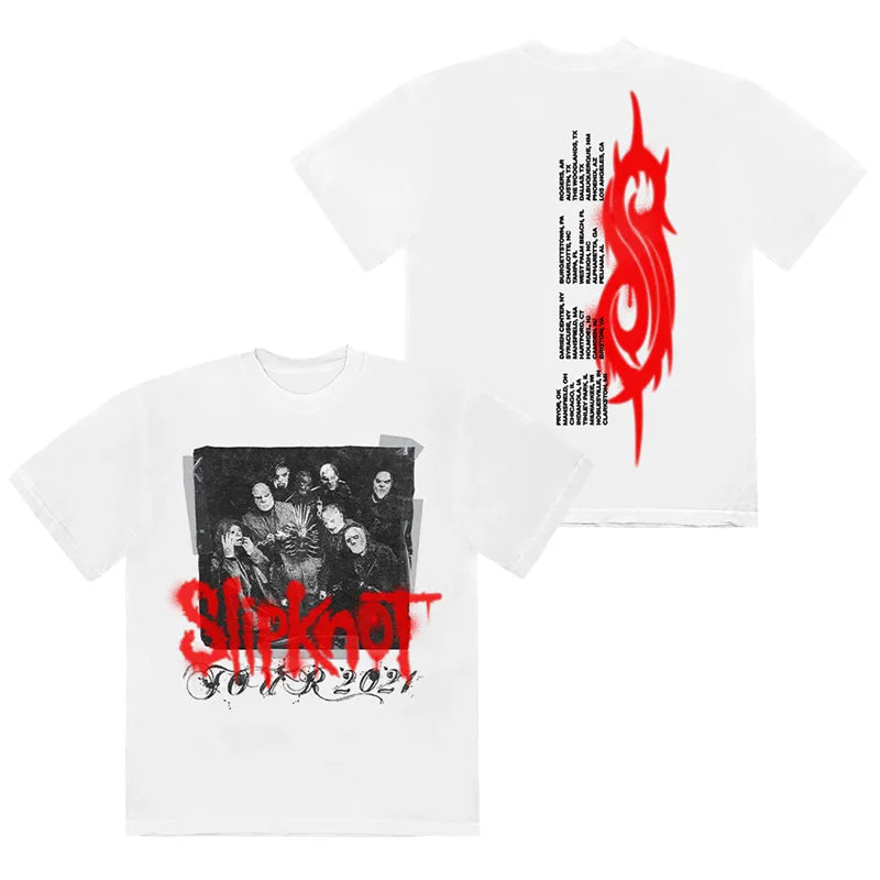 Devil's Face Slipknot Band T-Shirt 100% Cotton Graphic Tee Men Women Summer Streetwear Top