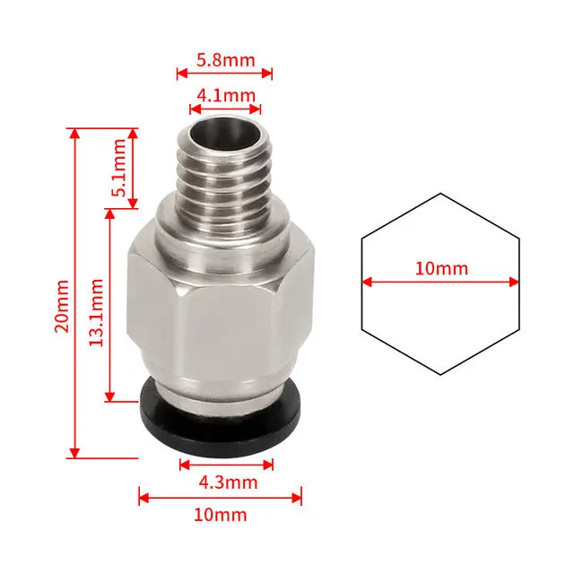 10Pcs PC4-M6 PC4-M10 PC6-01 Pneumatic Fitting PC4-M10 for Creality Ender 3/3 Pro/3 V2 Ender 5/5Pro/5 Plus CR-10 3D Printer Parts CB DROPSHIPPING