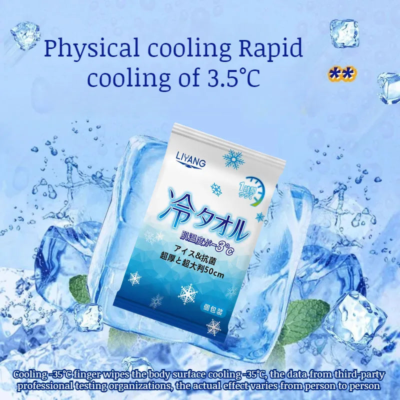 Extra Large Cooling Wet Wipes Instant Ice Cold Refreshing Summer Portable Oversized Sweat Wipes for Adult Sport Outdoor Driving