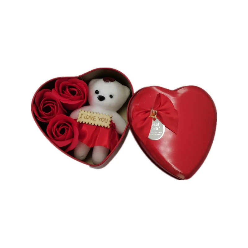 Heart Scented Bath Body Petal Rose Flower Soap Roses Bear Gift Box Valentine's Day New Year Wedding Decoration Selling Wedding