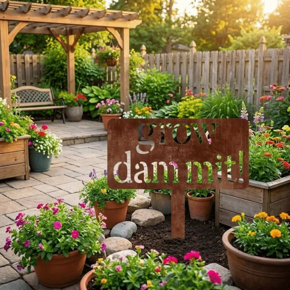 Garden Art Vintage Garden Sign Decorative Weatherproof Metal Garden Stake Unique Durable Garden Decoration Yard Decoration