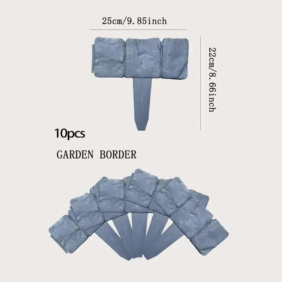 Garden PP Fence Edging,10Pcs Home Garden Border Edging Plastic Fence Stone DIY Yard Landscape Plant Fence Fit for Lawn Yard Flow