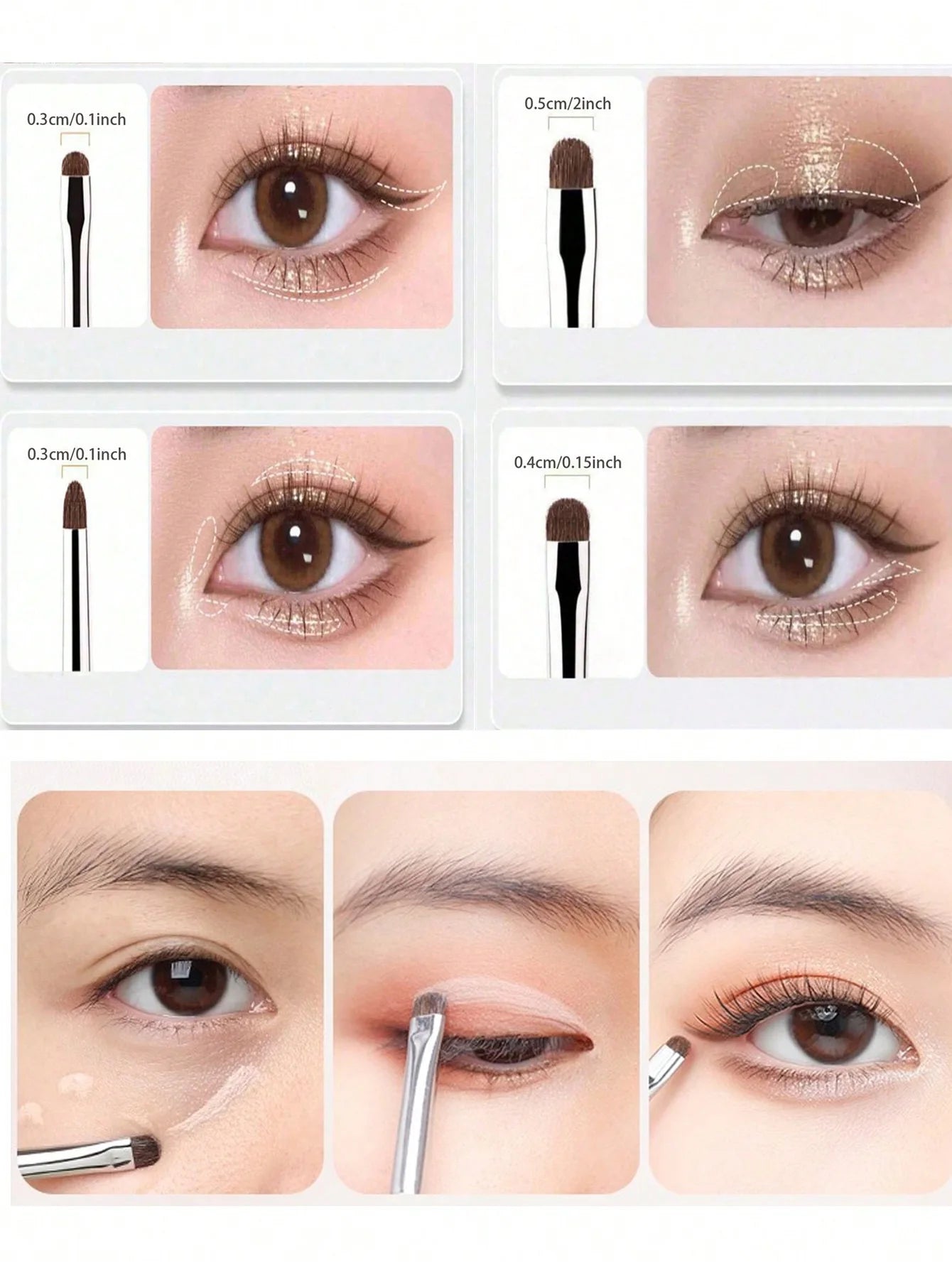 4Pcs Small Eyeshadow Brushes for Fine-Tuning Eye Makeup, Tapered Small Brushes for Highlighting, Fine Detail Blending, and Concealing CB DROPSHIPPING