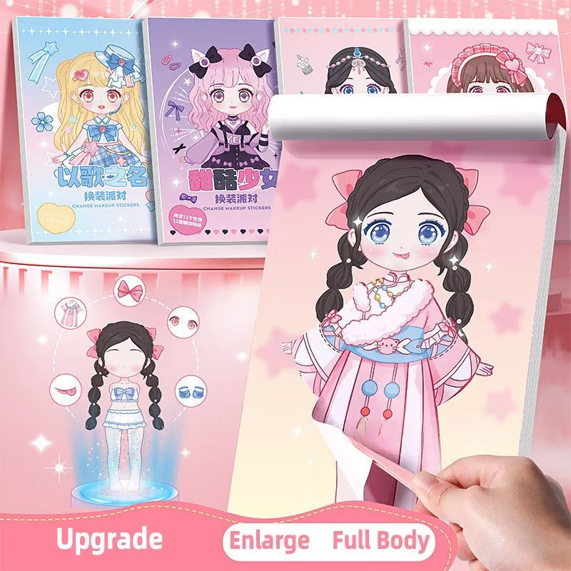 DIY Dress Up Sticker Girl Paper Doll Quiet Book Sweet Cool Girl Star Doll Change Clothes Scrapbook Craft Children's Makeup Book CB DROPSHIPPING