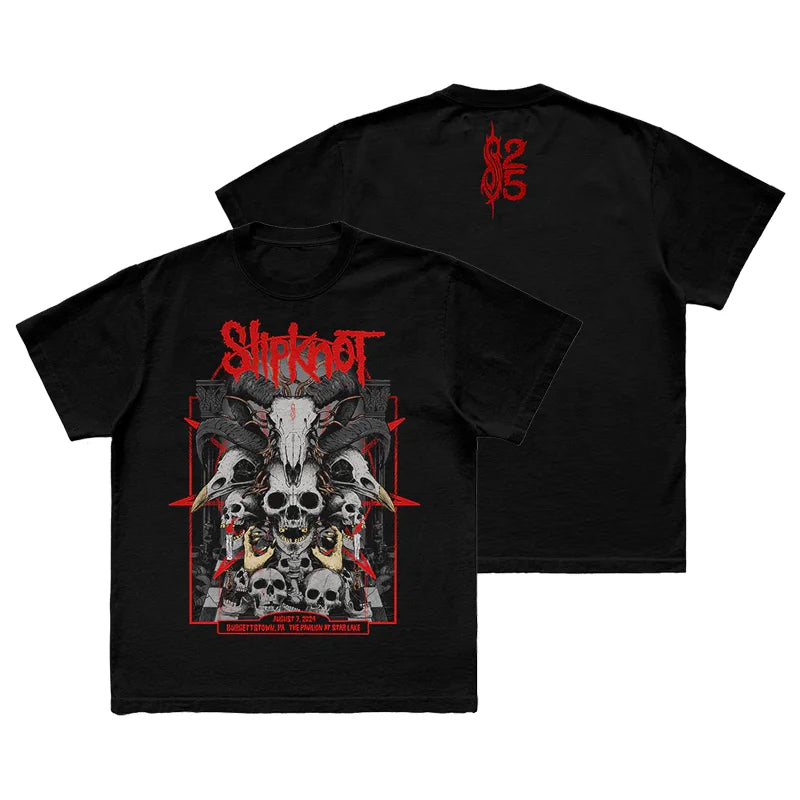 Devil's Face Slipknot Band T-Shirt 100% Cotton Graphic Tee Men Women Summer Streetwear Top