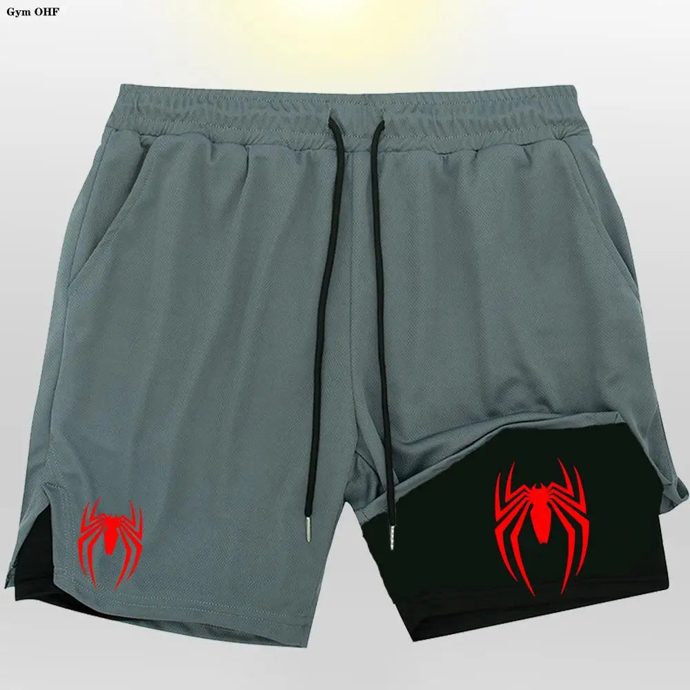 Sport Shorts Men 2099 Spider Sportswear Double-Deck Running Shorts 2 In 1 Beach Bottoms Summer Gym Fitness Training Short Pants CB DROPSHIPPING