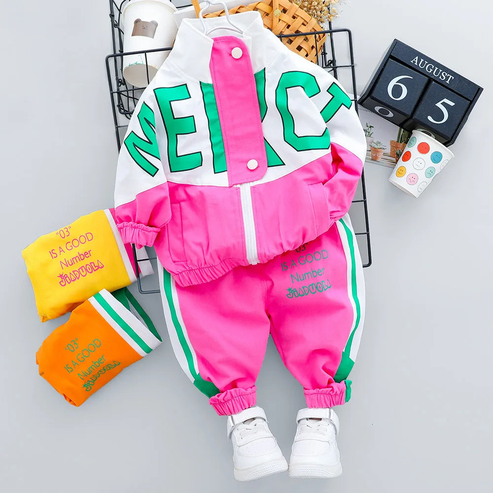 Fashion Autumn Children Suits Baby Boys Girls Clothes stamp Cotton T-Shirt Pants 2Pcs/sets Spring Toddler Clothing Sport Suits CB DROPSHIPPING
