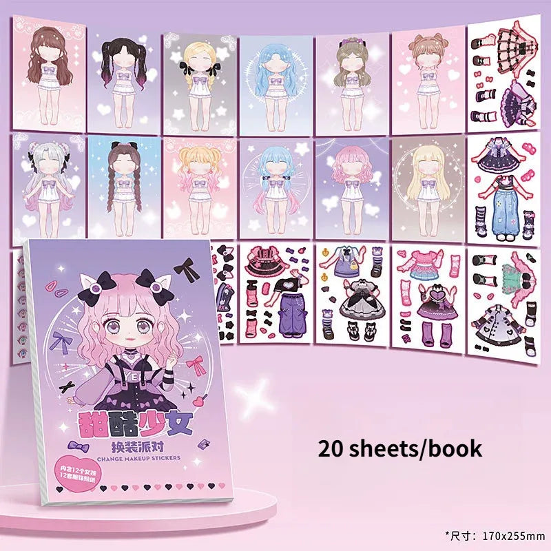 DIY Dress Up Sticker Girl Paper Doll Quiet Book Sweet Cool Girl Star Doll Change Clothes Scrapbook Craft Children's Makeup Book CB DROPSHIPPING