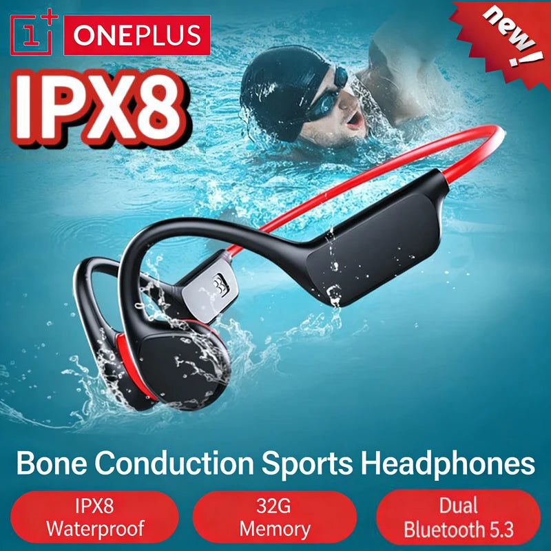 OnePlus Bone Conduction Headset Sport Headphone IPX8 Waterproof Bluetooth 5.4 Wireless Earphone Hands-free With Mic for Exercise CB DROPSHIPPING