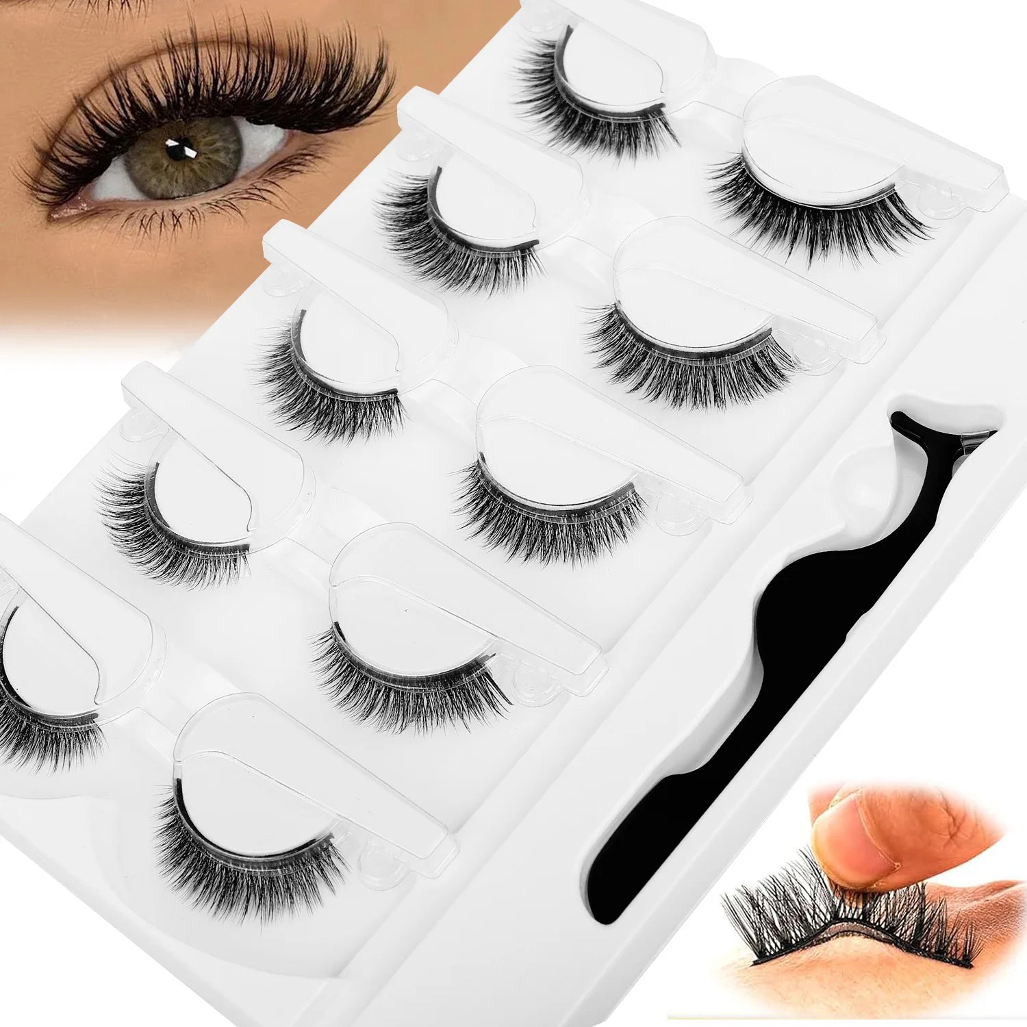5 Pairs Glue-free Self-adhesive Eyelashes 3D Natural False Eyelash One Step Application Easy To Remove Eye Makeup Wholesale CB DROPSHIPPING