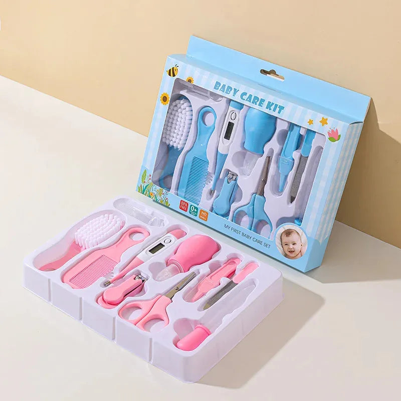 10-in-1 Baby Care Kit: Newborn Grooming Set (Nail Clippers/Brush/Thermometer) for Infant (Pink/Blue) CB DROPSHIPPING