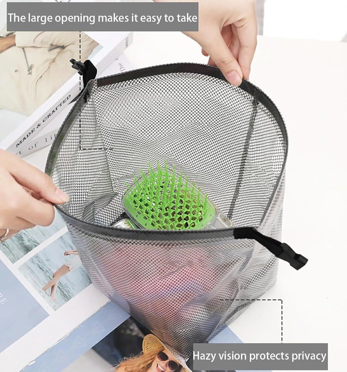 1PC Waterproof Mesh Cosmetic Bag for Travel, Gym, Bathroom, Quick-Dry Toiletry Organizer with Handle Portable Makeup Pouch CB DROPSHIPPING