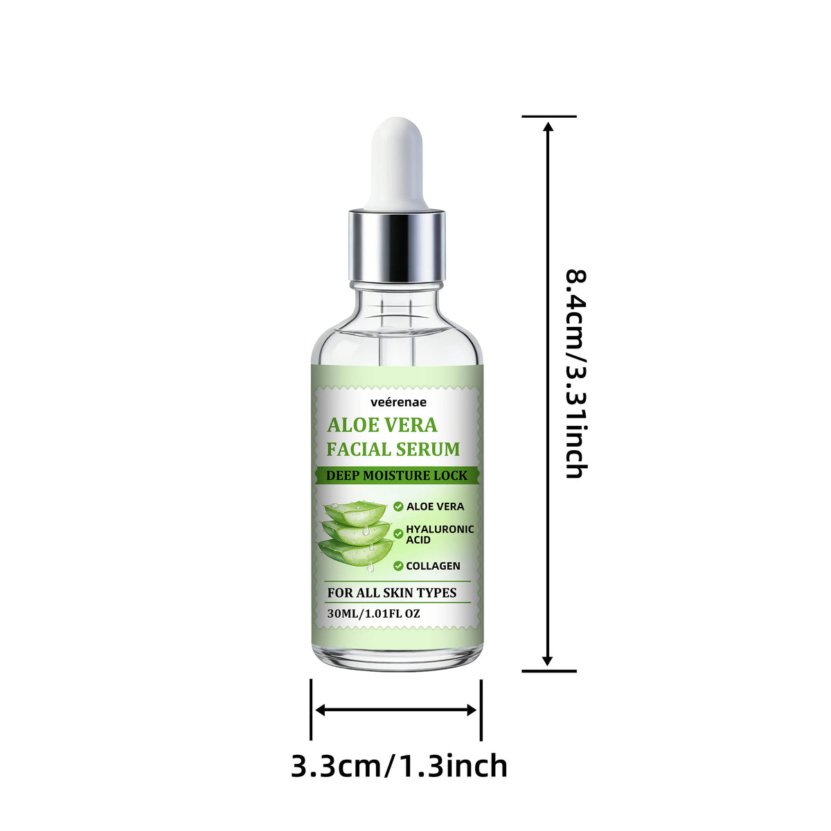 veérenae ALOE VERA FACIAL SERUM - Hydrating & Soothing, Oil‑Free, Quick‑Absorbing & Non‑Greasy, Perfect for Daily Skincare