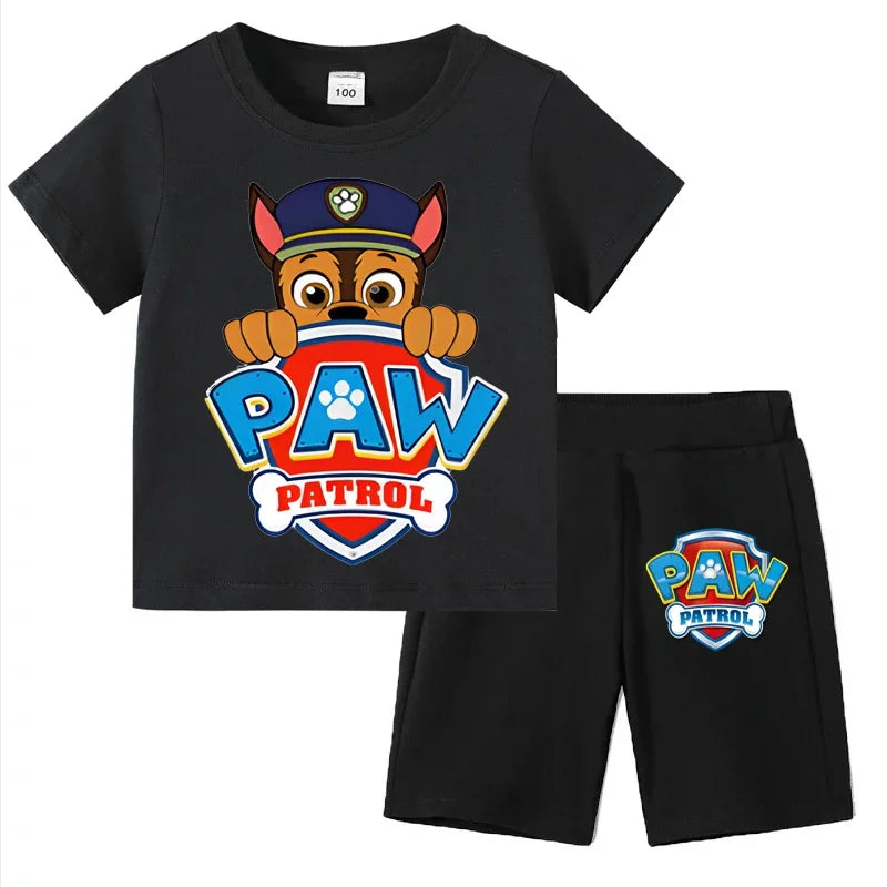 Paw Patrol Kids Set Boys Short Sleeve T-Shirt Top+Shorts 2-Piece Outfits Boys Cartoon Suit 3-8Years Children Clothes For Summer CB DROPSHIPPING