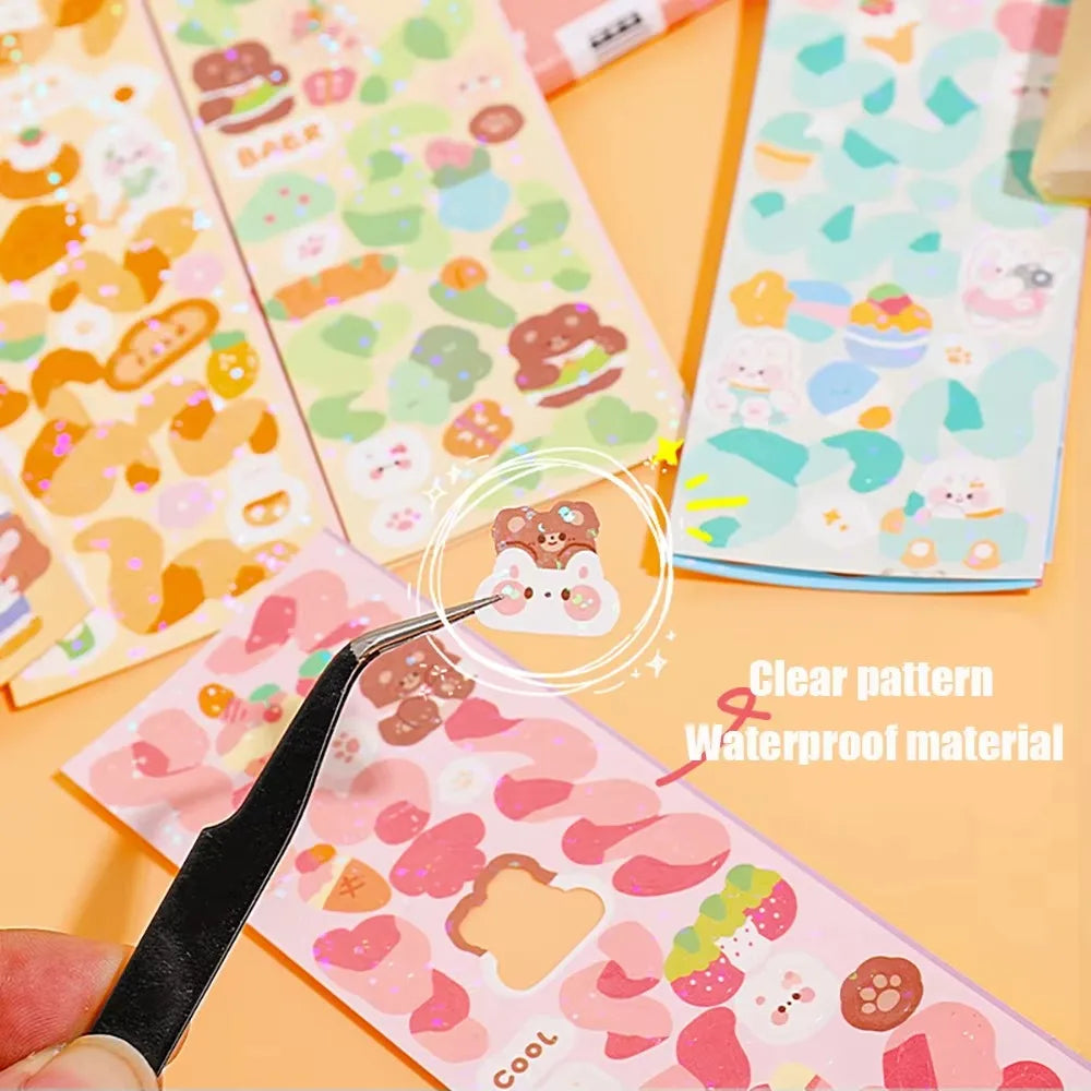 20-200 PCS Cute Stickers Goo Card Kawaii Cartoon Laser Sticker No repeat for Diary DIY School Students Decoration Stationery CB DROPSHIPPING