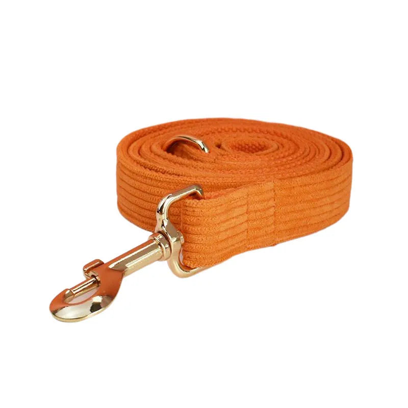 Orange Corduroy Dog Collar And Leash Set For Dogs Custom Engraved Nameplate Pet Supplies Dog Leash Corduroy11 CB DROPSHIPPING