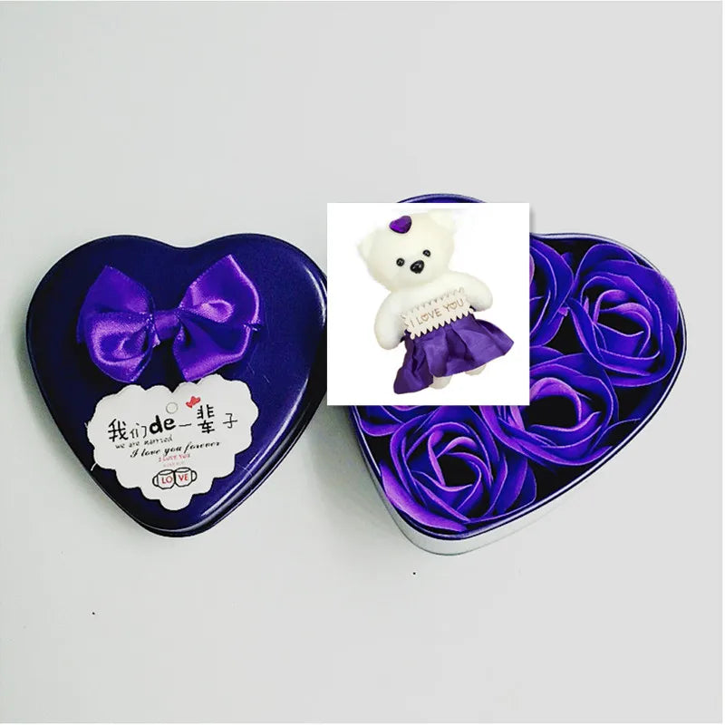 Heart Scented Bath Body Petal Rose Flower Soap Roses Bear Gift Box Valentine's Day New Year Wedding Decoration Selling Wedding