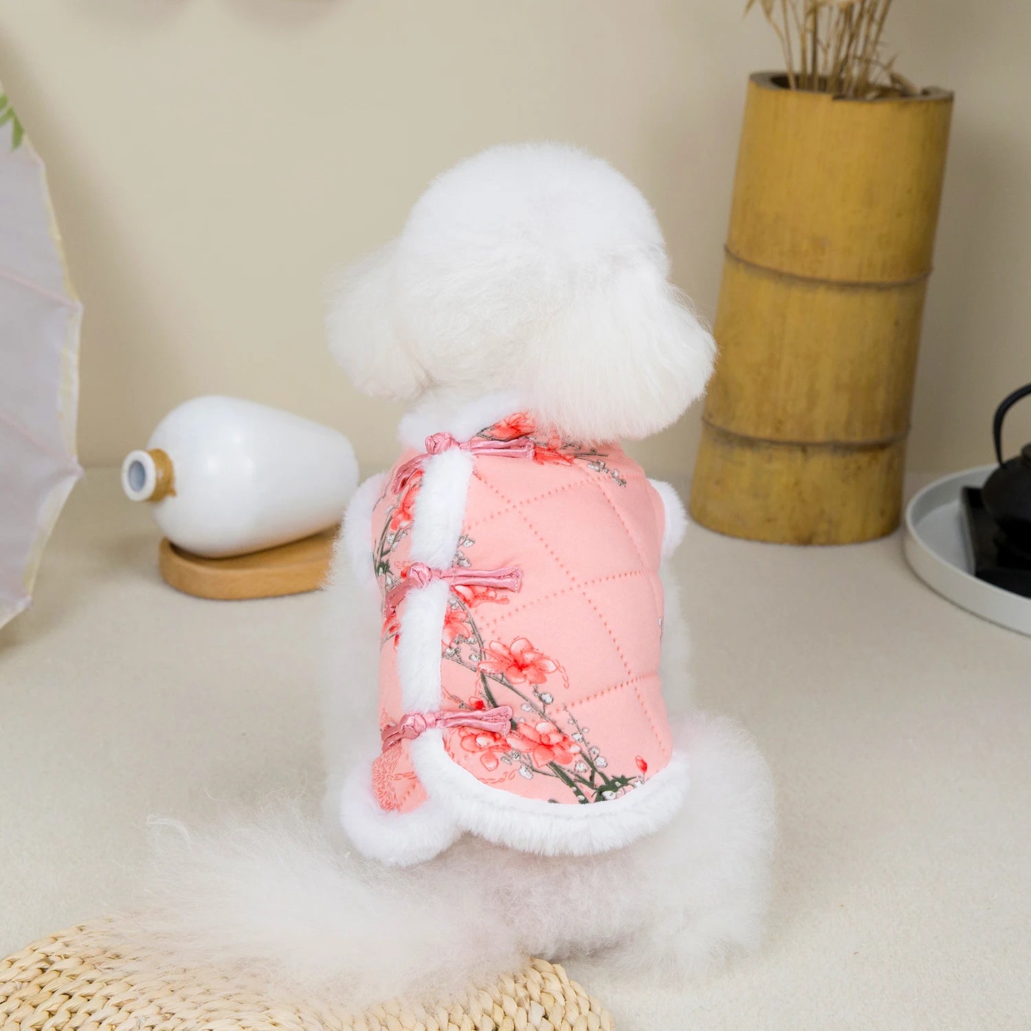 New Year Chinese Style Pet Dog Tang Suit  Warm Pet Vest Clothes Festival Small Dogs Winter Jacket Dog Costume Outfits CB DROPSHIPPING