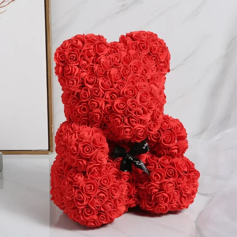 Artificial Rose Bear Flower Valentine's Day Gift Birthday Anniversary Gift with DIY Gift Box Packaging Wedding Decoration