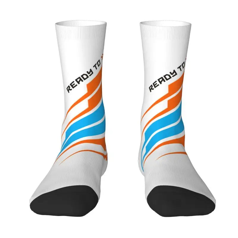 Custom Ready To Race Logo Crew Socks Unisex Cool 3D Print Racing Sport Motorcycle Rider Dress Socks