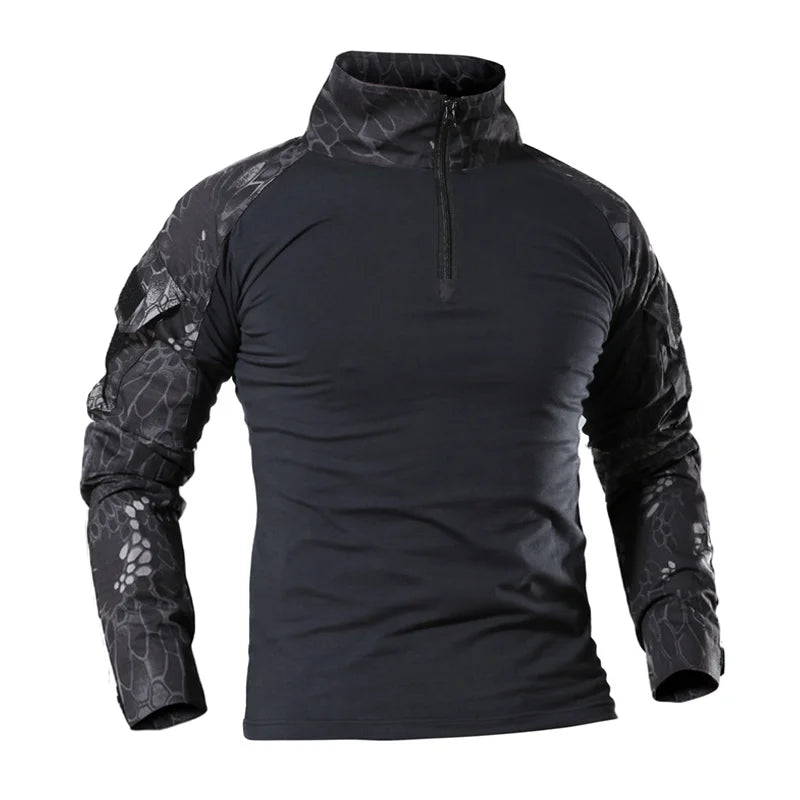 Outdoor Tactical Hiking T-Shirts Men Combat Military Army CP Camouflage Long Sleeve Hunting Climbing Shirt Cotton Sport Clothes