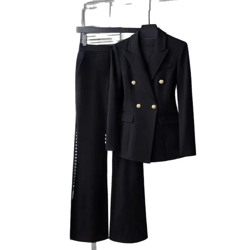 Professional Suit Set Women's Interview Formal Iron-Free Commuter Two-Piece Spring New Style Long Sleeve Long Pants