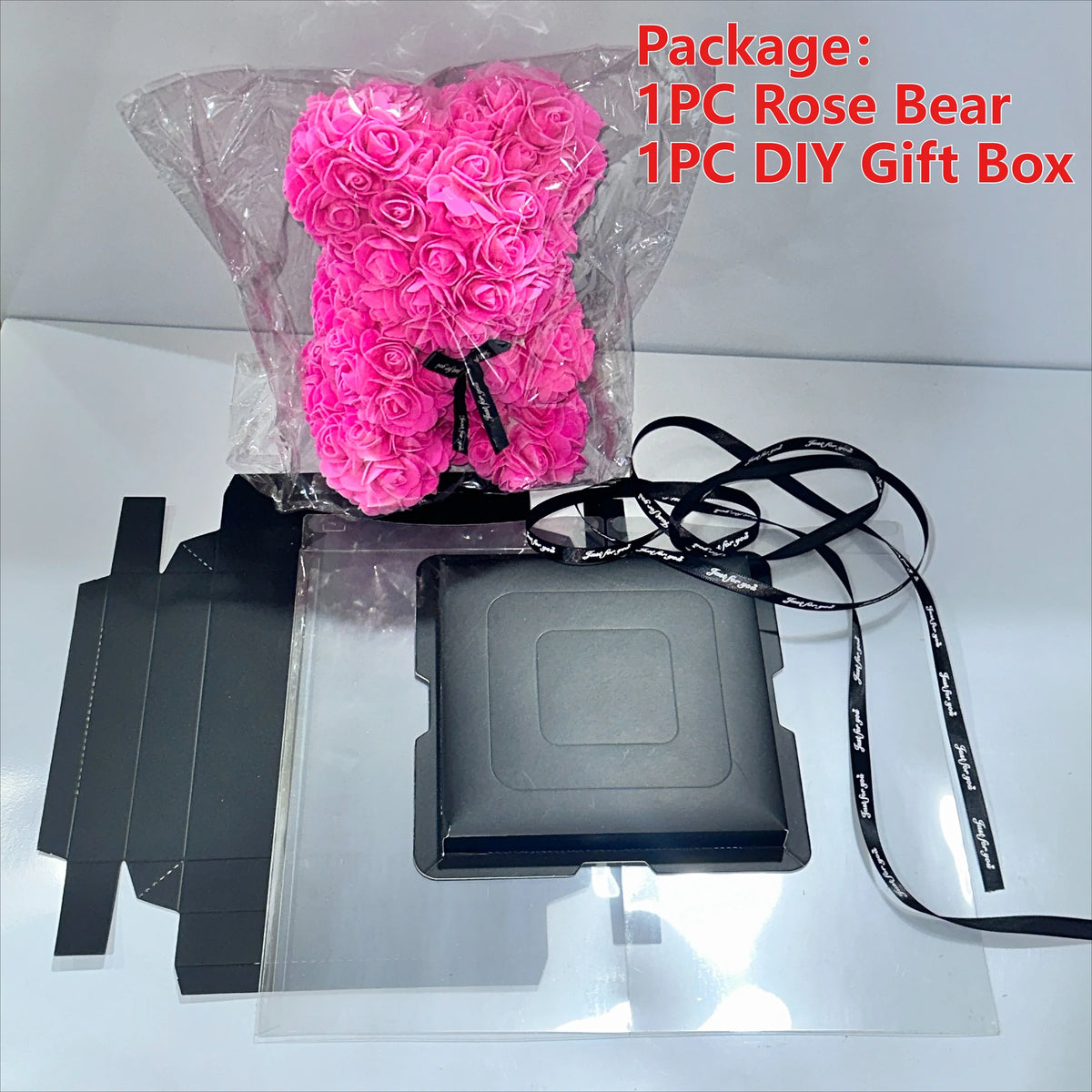 Artificial Rose Bear Flower Valentine's Day Gift Birthday Anniversary Gift with DIY Gift Box Packaging Wedding Decoration