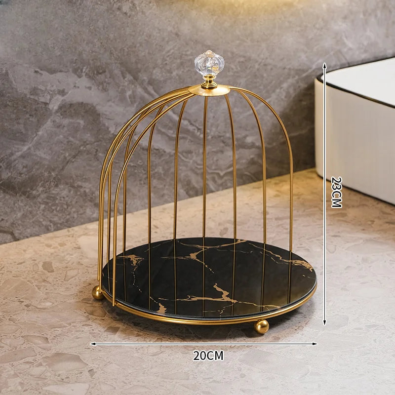 Creative Wrought Iron Cosmetics Lipstick Skincare Products Shelf Desktop Decoration Ornament Bathroom Kitchen Birdcage Shelf