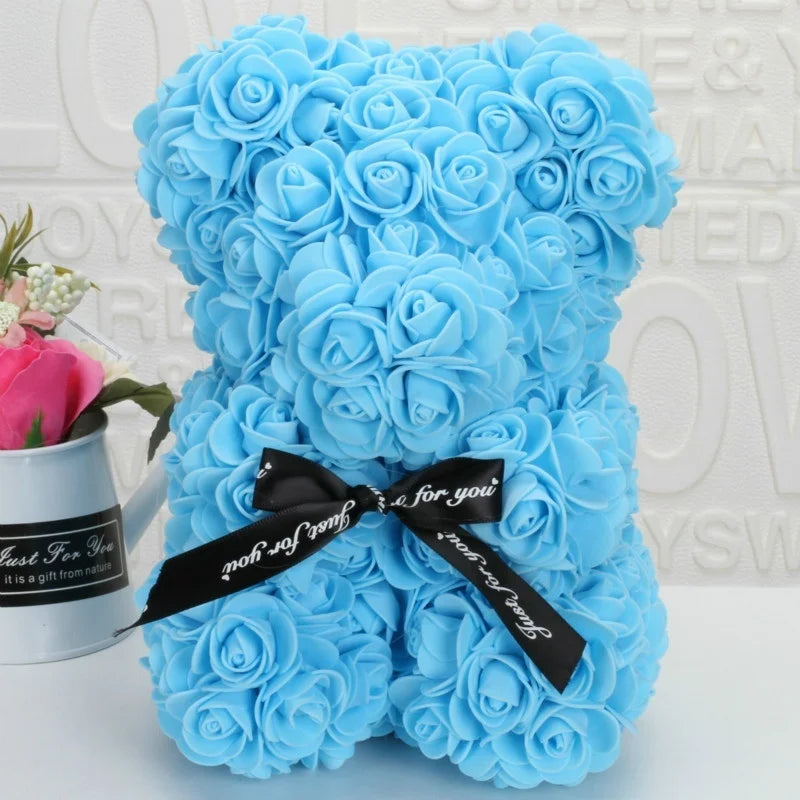 Romantic Valentine's Day Rose Bear Creative Eternal Flower Rose Bear Christmas Gift Hug Bear Wedding  Flower Decoration Gift
