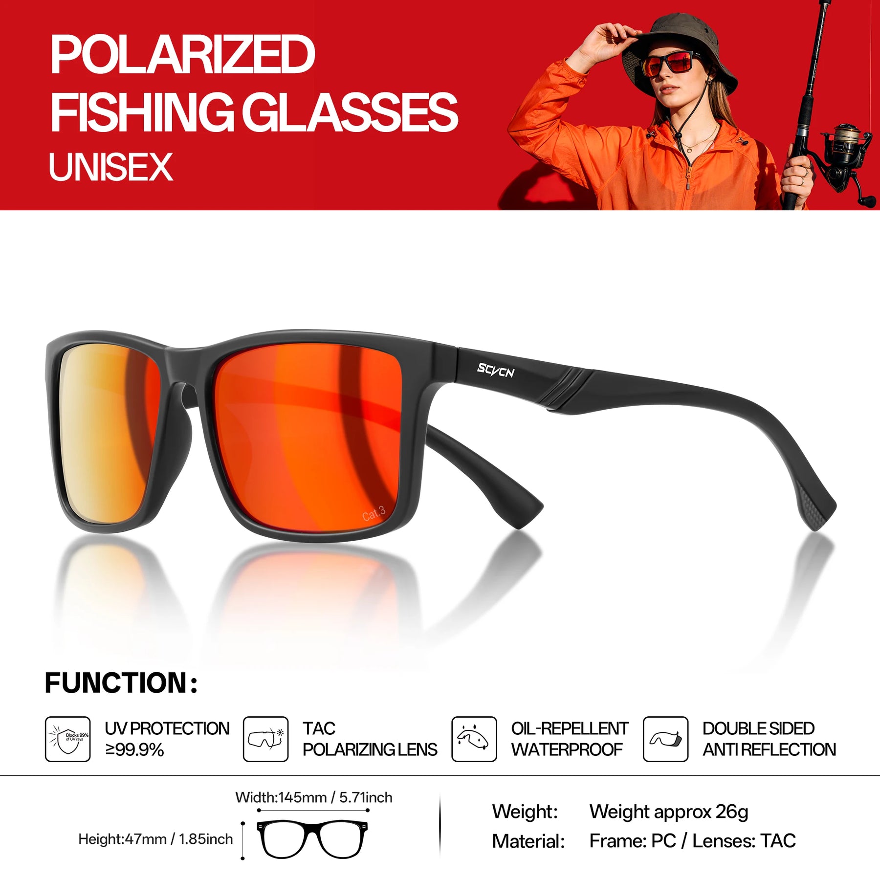SCVCN Fishing Polarized Sunglasses Outdoor Sport Photochromic Glasses Men Outdoor Cycling Bike UV400 Protective Hiking Goggles CB DROPSHIPPING