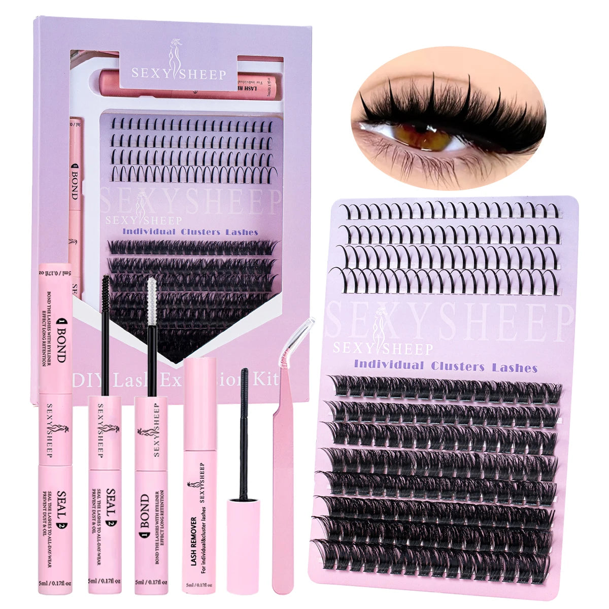 DIY Lash Extension Kit 8-16mm Mix Mink Soft Individual Lashes Cluster Natural Eyelash Extensions With Bond And Seal Makeup CB DROPSHIPPING