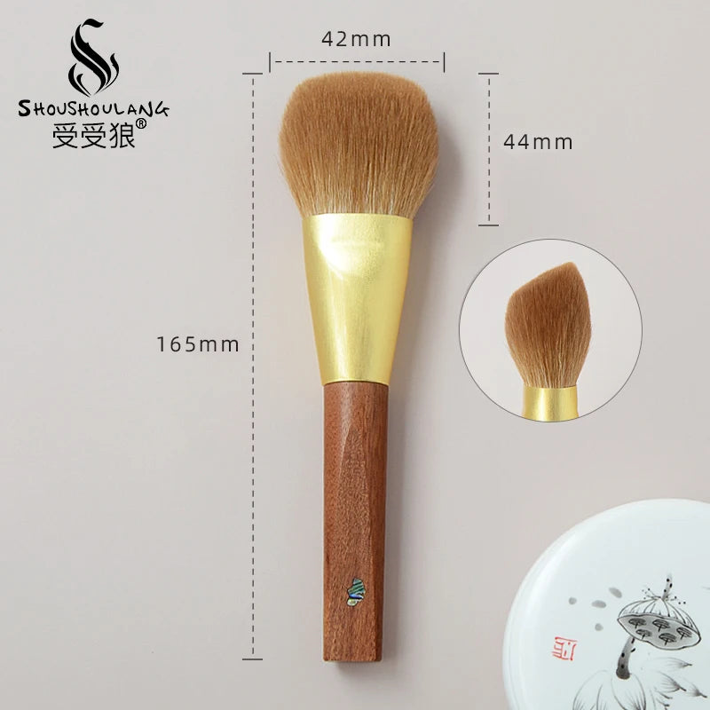 Soft Saibikoho Goat Hair Makeup Brush 1PC Shoushoulang High-end Hand Crafted Blush Contour Brush Rosewood Handle Makeup Brush