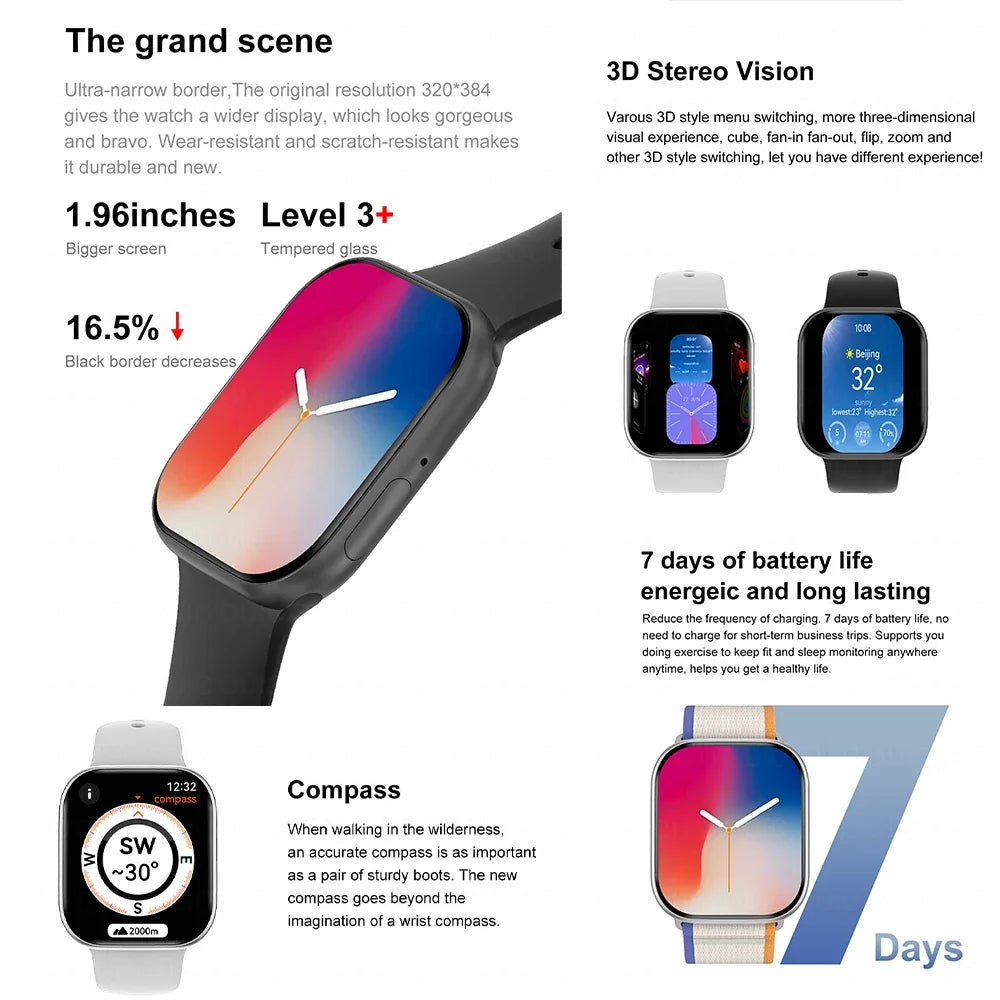 New DT Watch 10 Smartwatch 16GB Large Memory NFC 3D Stereo Vision Compass Muiti-Sport Mode Waterproof Bluetooth call Smartwatch CB DROPSHIPPING