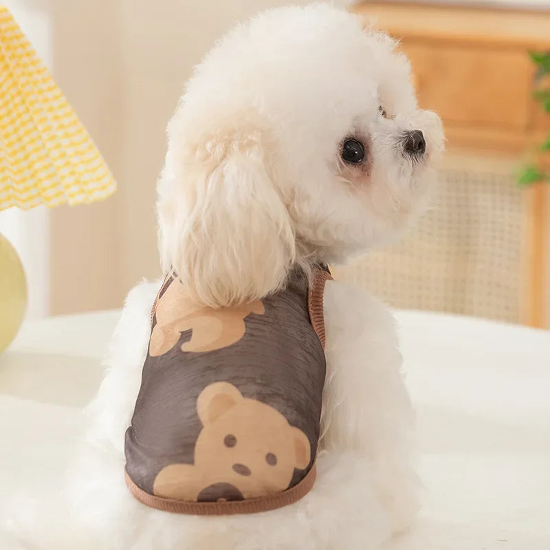 Dog Pet Sleeveless Mesh Bear Traction Vest Cat Breathable Thin Teddy Pet Dog Cooling Vest for Dogs Clothes CB DROPSHIPPING