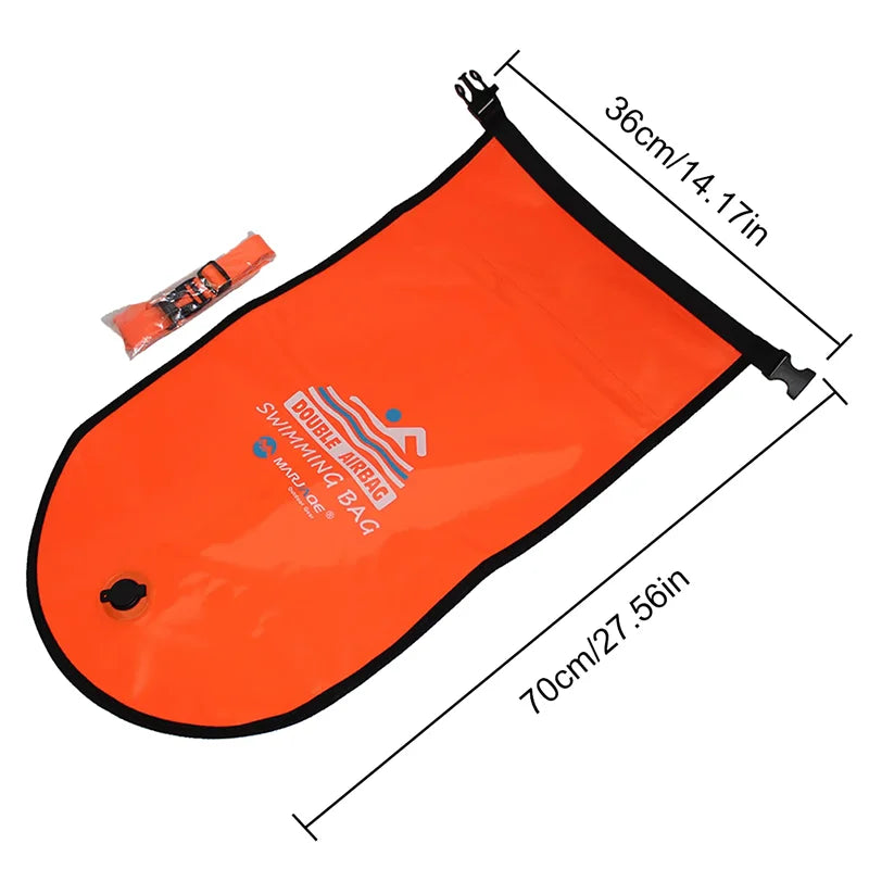 20L Inflatable Open Swimming Buoy Tow Floating Bag Double AirBags Water Sport Life Saving Swim Buoy Pool Inflated Air Drying Bag