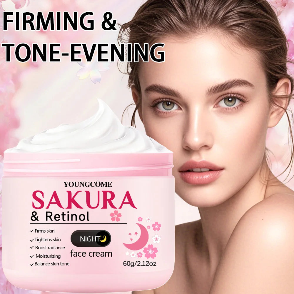 4-Piece Day & Night Skincare Set: Pink Peptide Vitamin C Day Cream + Sakura Retinol Night Cream & Essence for Hydration, Firmnes CB DROPSHIPPING