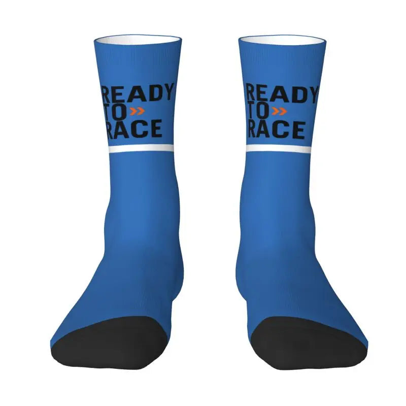 Custom Ready To Race Logo Crew Socks Unisex Cool 3D Print Racing Sport Motorcycle Rider Dress Socks