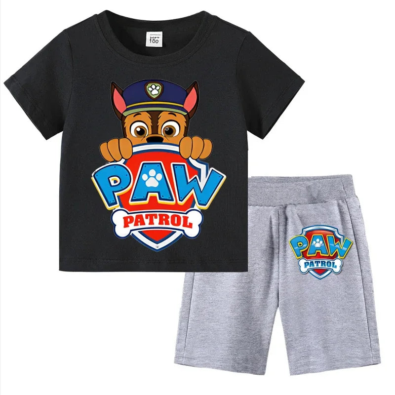 Paw Patrol Kids Set Boys Short Sleeve T-Shirt Top+Shorts 2-Piece Outfits Boys Cartoon Suit 3-8Years Children Clothes For Summer CB DROPSHIPPING