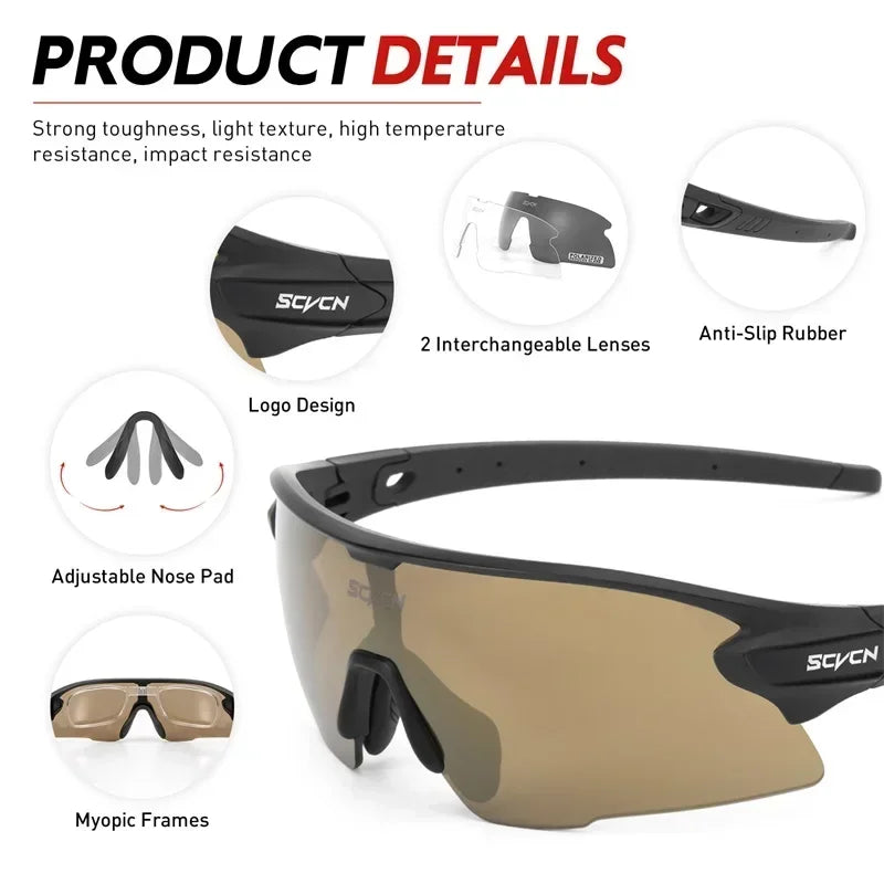 SCVCN UV400 Cycling glasses MTB Road Bike Riding Eyewear Outdoor Sport Sunglasses Running Driving Goggles Men Women camping golf CB DROPSHIPPING