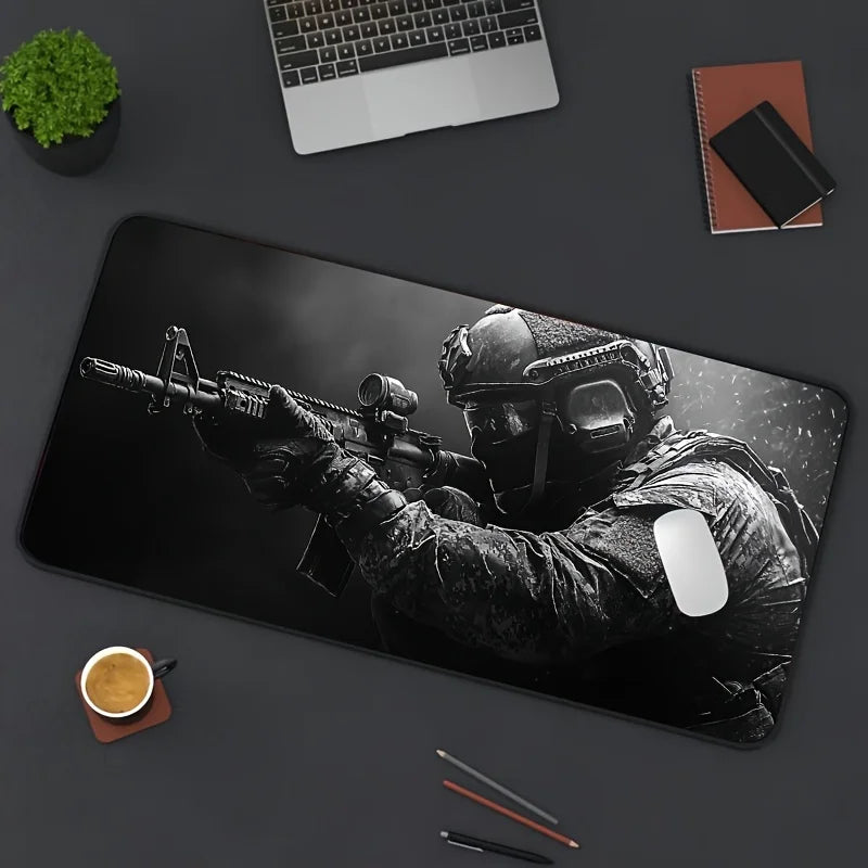 Large Mouse Pad Tactical Soldier Design Non-Slip XXL Desk Pad Gaming Accessories Stitched Edges for Home and Game for FPS Gamer CB DROPSHIPPING