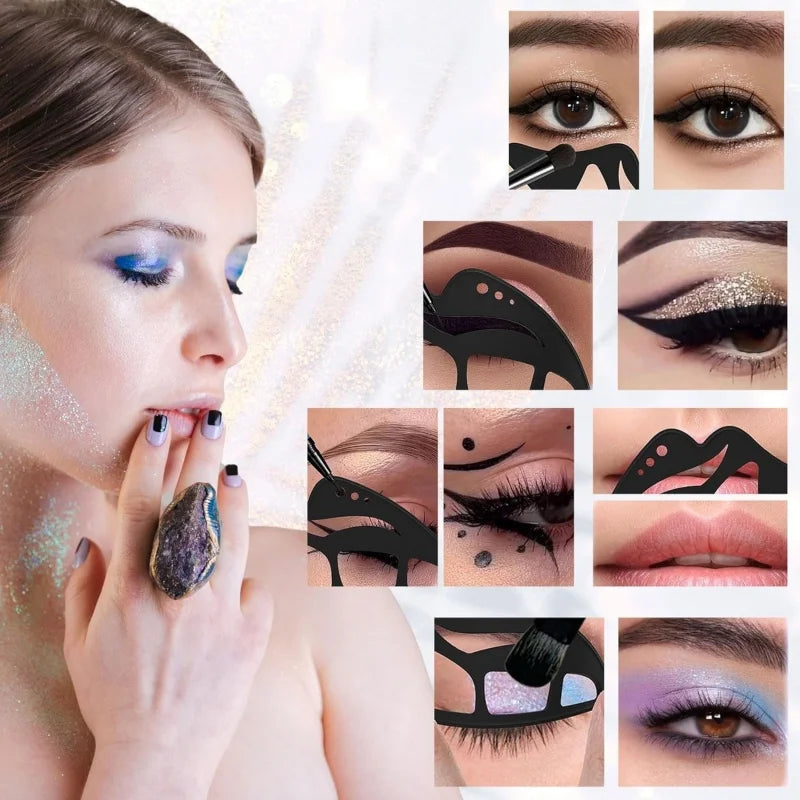 5 in 1 Eyeshadow Stencil Silicone Eyeshadow Tool Reusable Eye Makeup Aid Stencils Eyeliner Template for Beginners Makeup Tool
